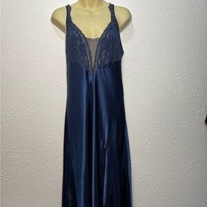 Vintage Victoria's Secret Midnight Blue Satin Chemise